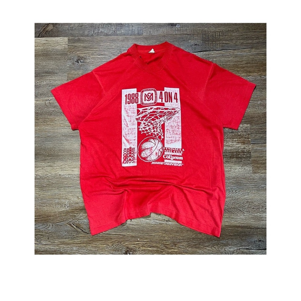 Vintage‎ 1988 Cleveland Cavaliers Single Stitch Men T Shirt Red Screen Stars XL